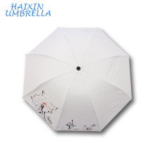 Promoción al por mayor para la pintura del logotipo de DIY personalizada estampado de flores Color sólido sublimación tinte blanco paraguas para regalos de boda